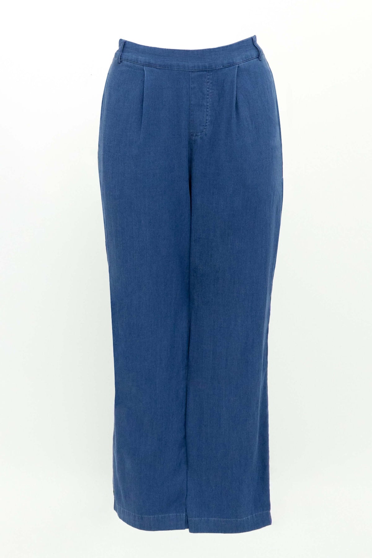 Marla Pants in blue, straight-on front view on white background