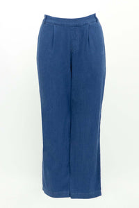 Marla Pants in blue, straight-on front view on white background