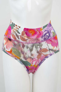 Front view of floral high-waisted bamboo brief on mannequin