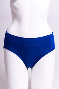 Front view of sapphire blue bamboo hipster brief on mannequin