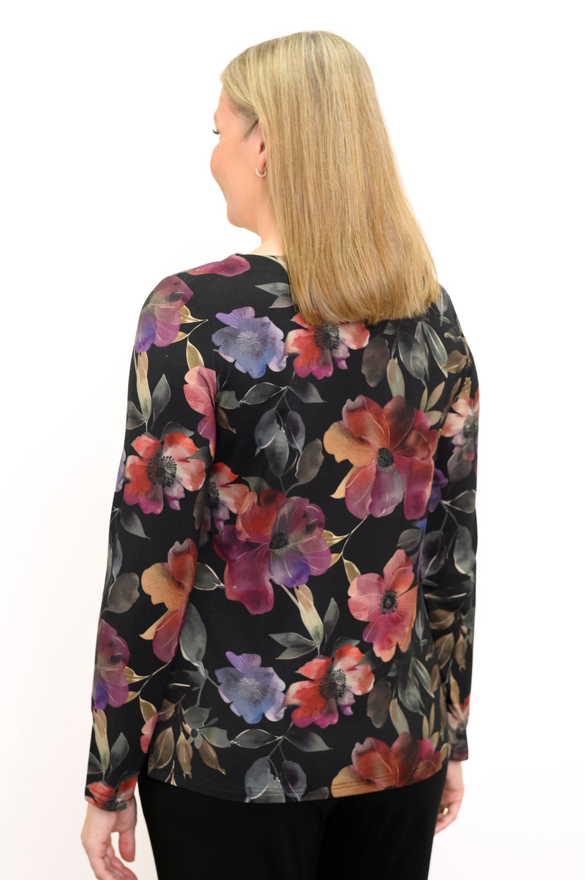 Gemi Long Sleeve Top, Pink Petals, Bamboo