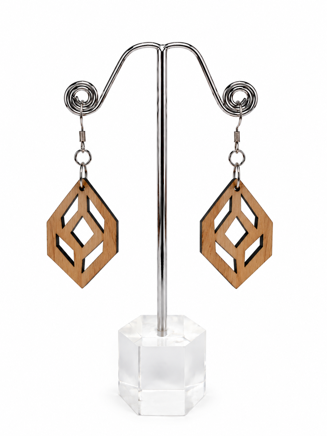 Geo Diamond Dangle Earrings