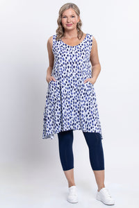 Gia Dress, Indigo Rain, Linen Bamboo