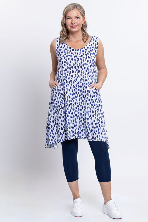 Gia Dress, Indigo Rain, Linen Bamboo