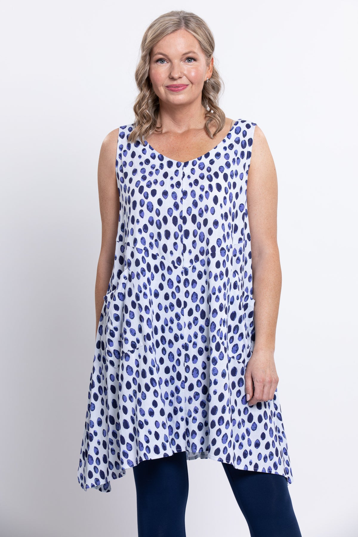Gia Dress, Indigo Rain, Linen Bamboo