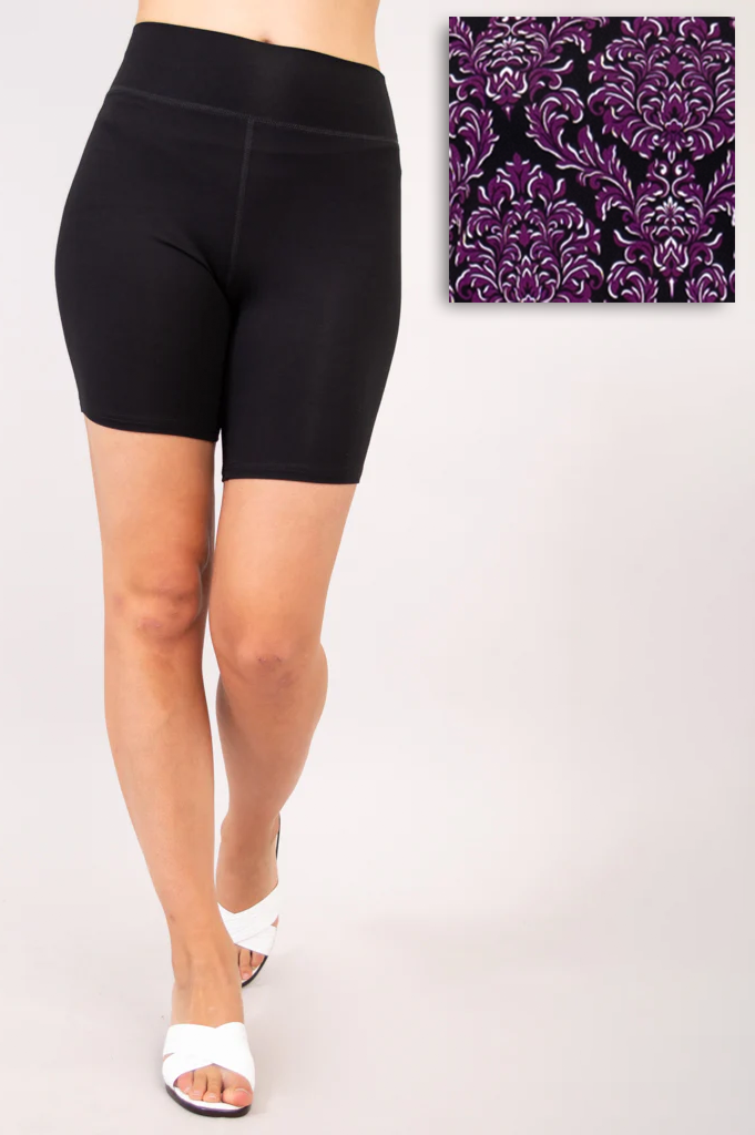 Hallie Shorts, Magenta Damask, Bamboo