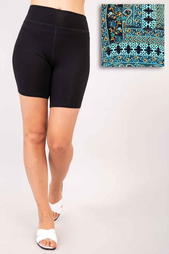 Hallie Shorts, Teal Ways, Bamboo