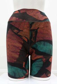 Rear view of Hallie Bamboo Shorts in Autumn Leaf print on a mannequin