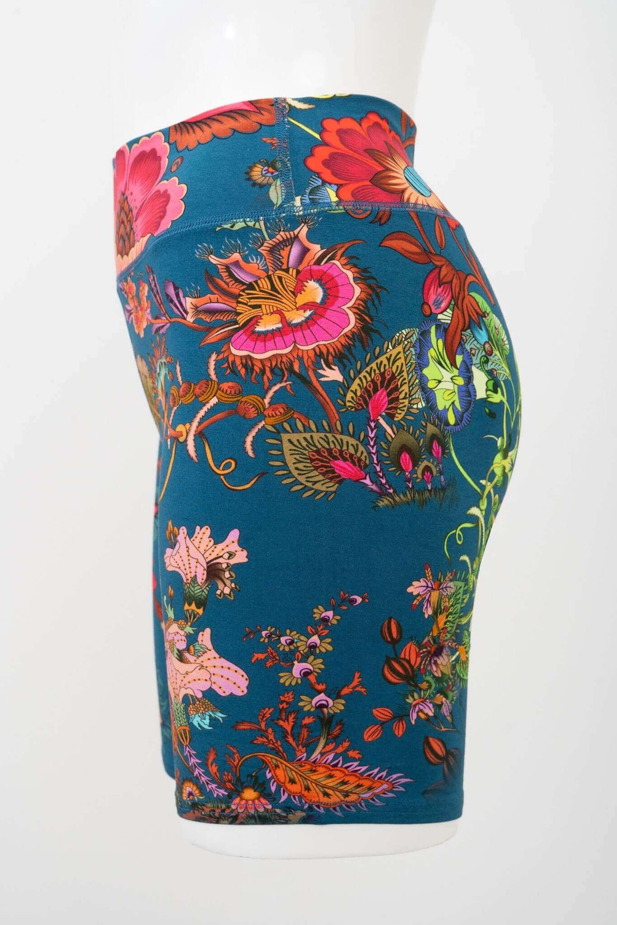 Side view of Hallie Bamboo Shorts showcasing colorful floral design