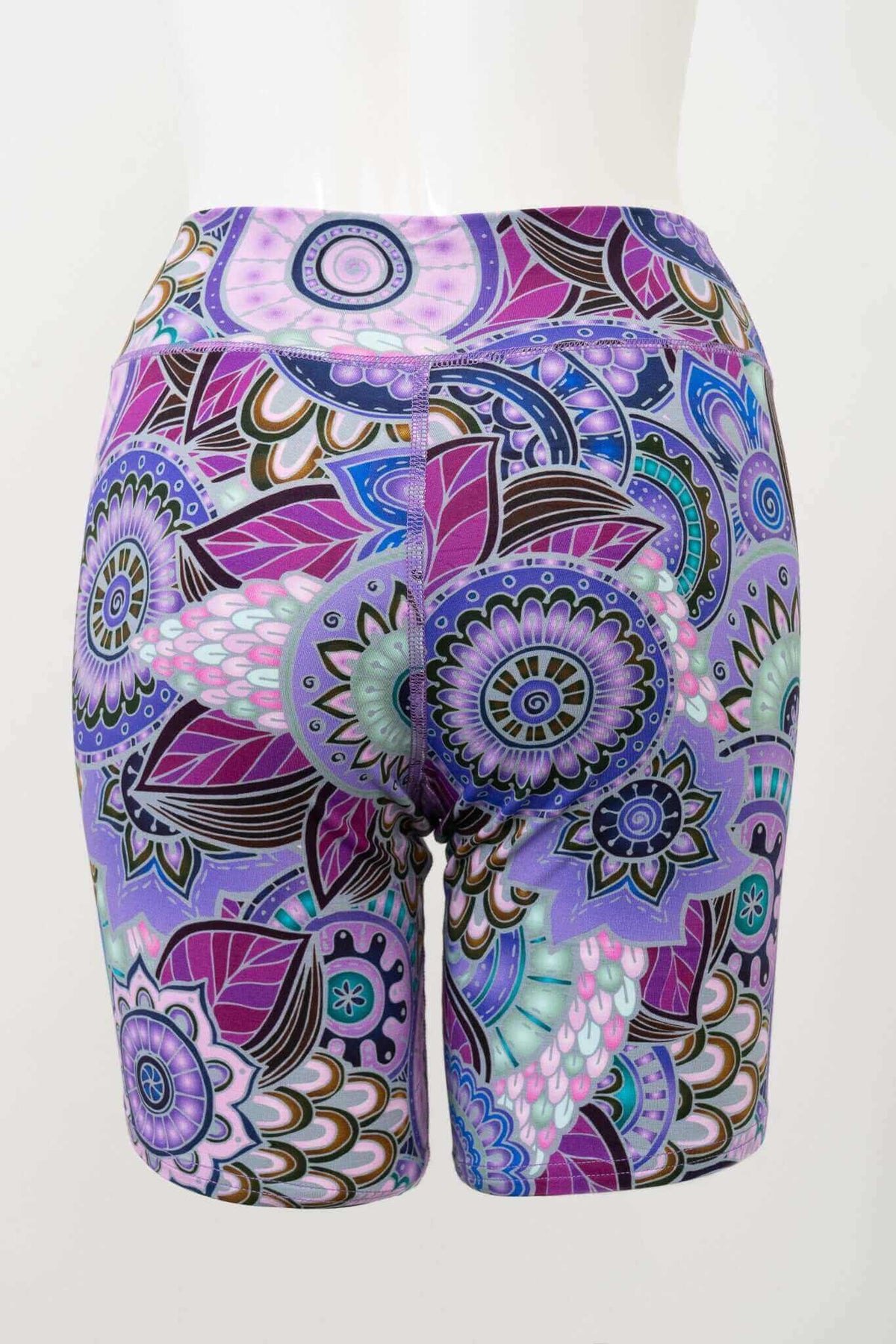 Back view of Hallie Bamboo Shorts featuring bold boho floral print