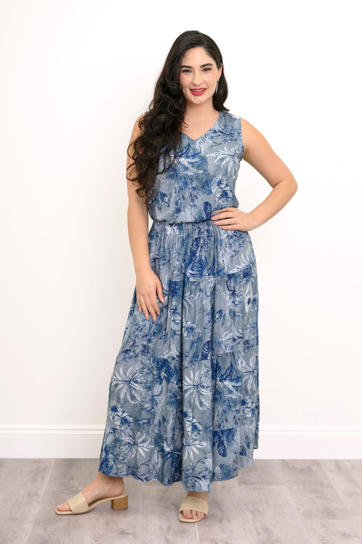 Roma Skirt, Indigo Escape, Linen Bamboo