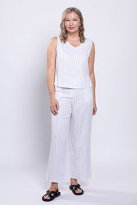 Havana Tank, White Stripe, Linen Bamboo