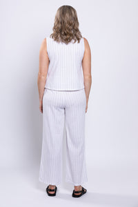 Parker Pant, White Stripe, Linen Bamboo