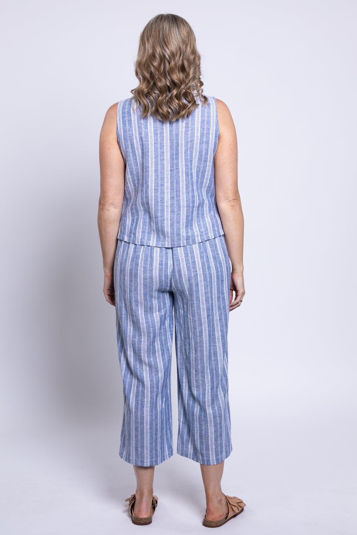 Havana Tank, Denim Stripe, Linen Viscose