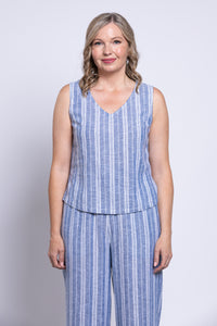 Havana Tank, Denim Stripe, Linen Viscose