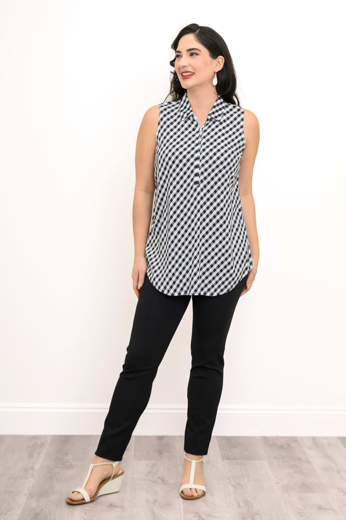 Hula Tank, BW Gingham, Linen Bamboo