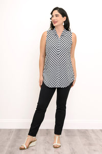 Hula Tank, BW Gingham, Linen Bamboo