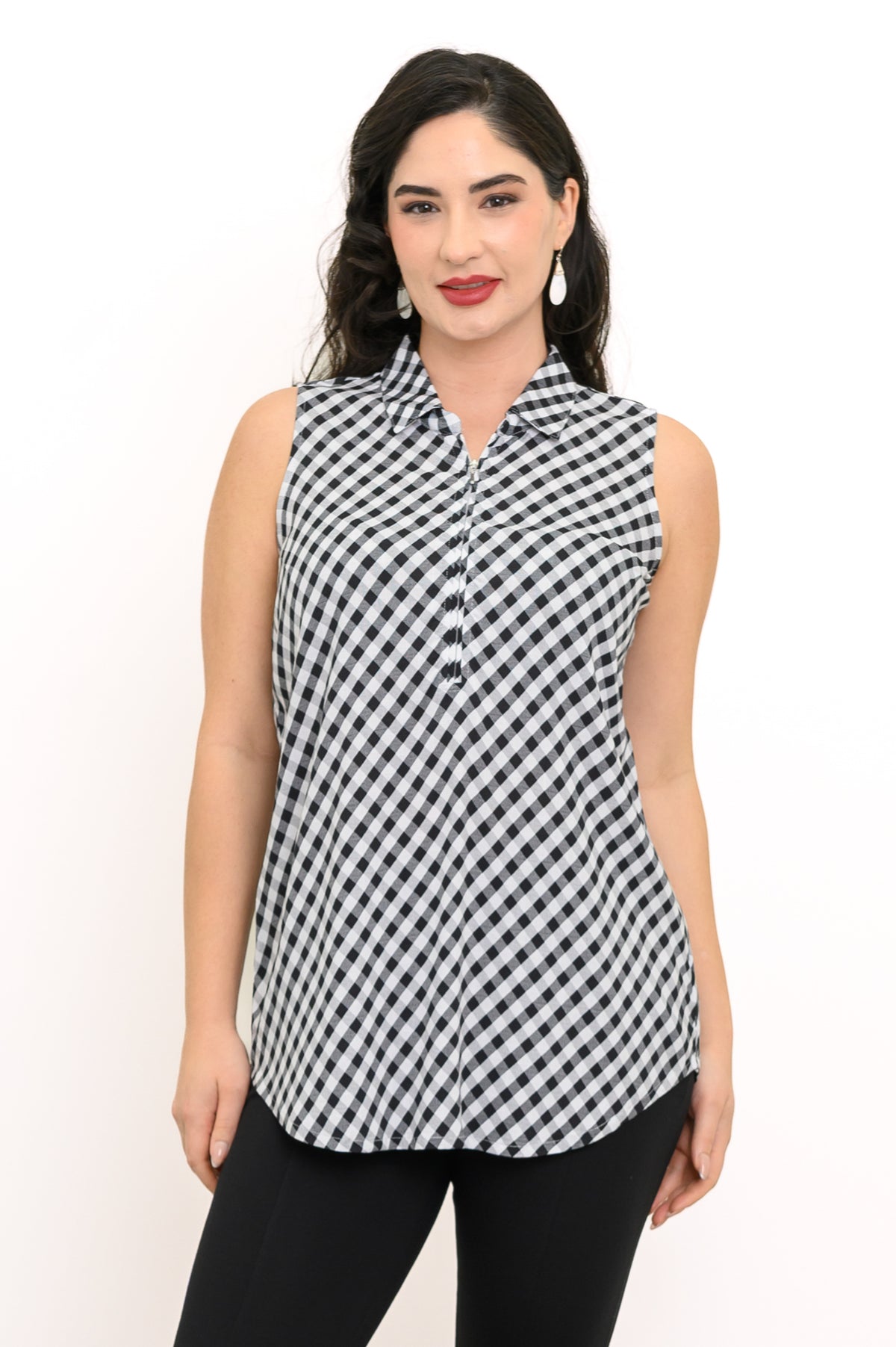 Hula Tank, BW Gingham, Linen Bamboo