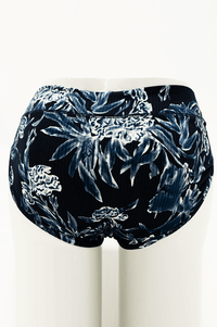 Back view of Indigo Floral Bamboo Hipster underwear on mannequin