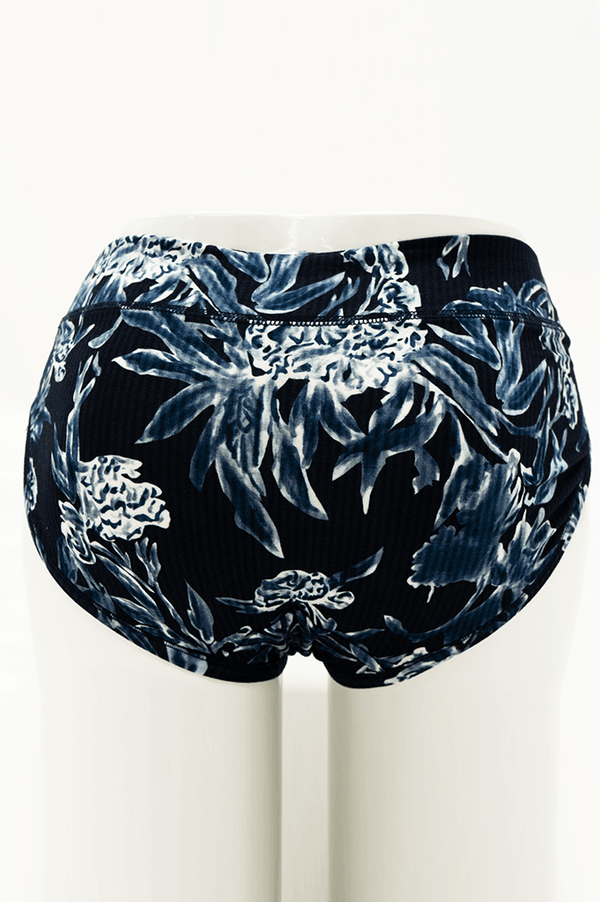 Back view of Indigo Floral Bamboo Hipster underwear on mannequin