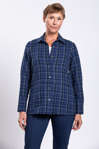Iris Jacket, Indigo Plaid, Cotton