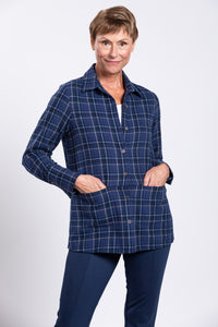 Iris Jacket, Indigo Plaid, Cotton