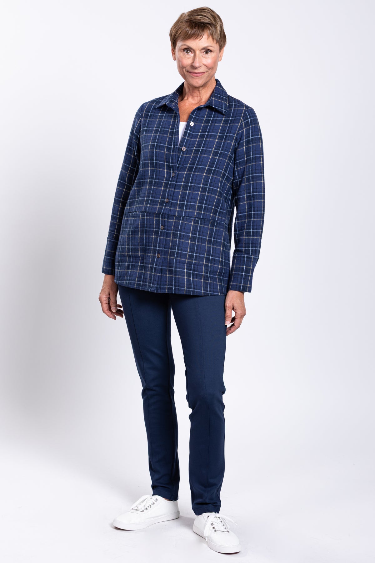 Iris Jacket, Indigo Plaid, Cotton