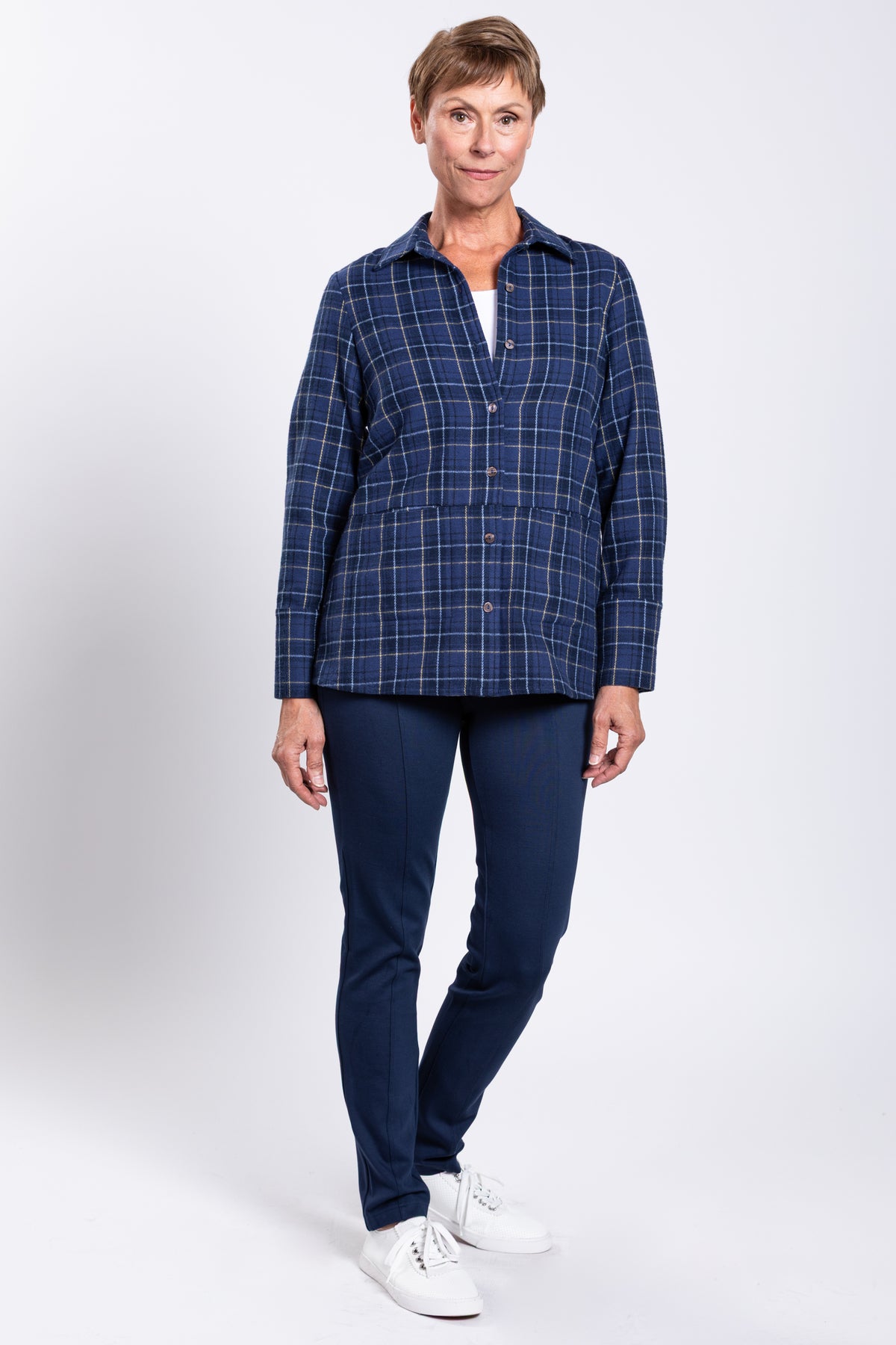Iris Jacket, Indigo Plaid, Cotton