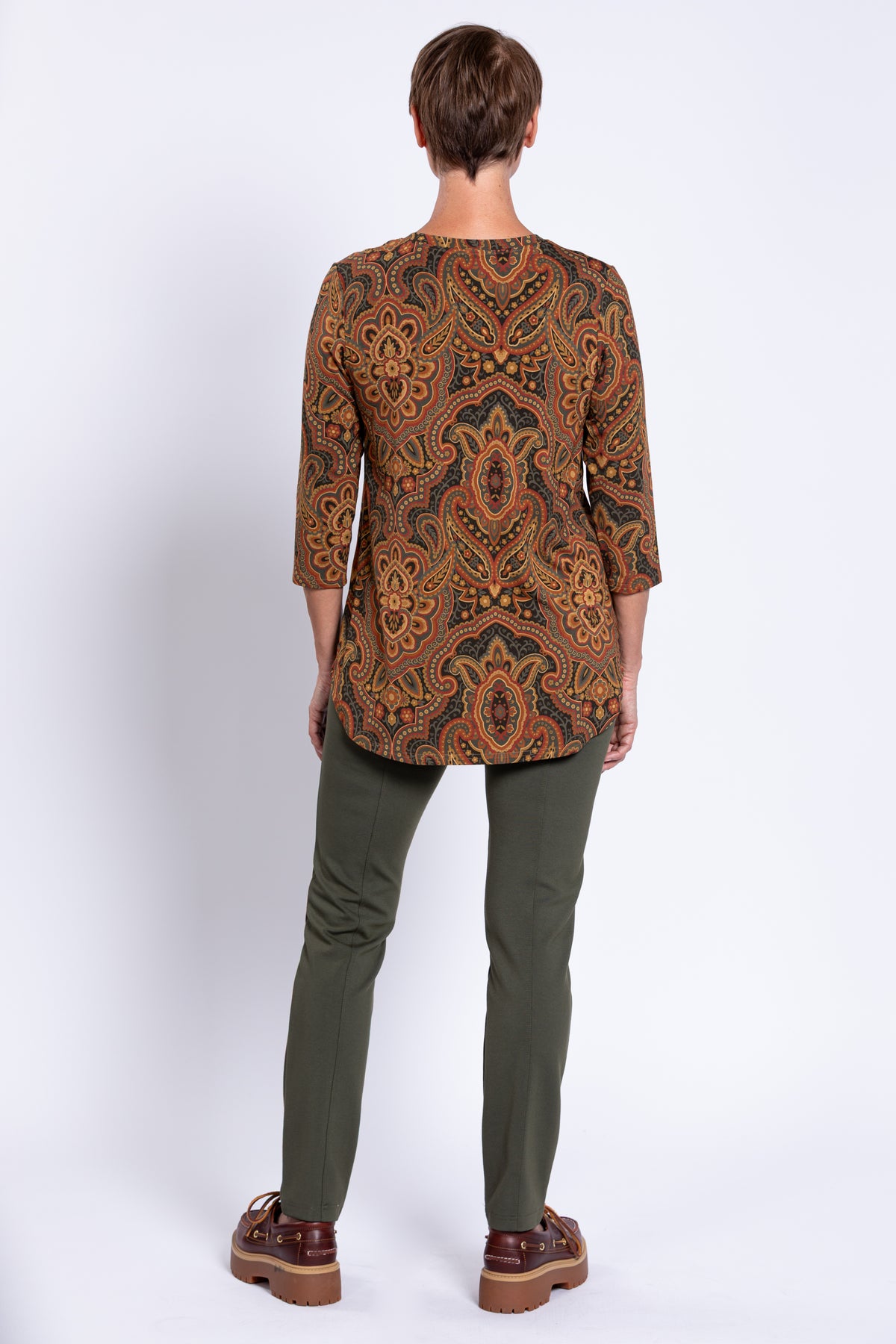 Jackie 3/4 Top, Copper Paisley, Bamboo