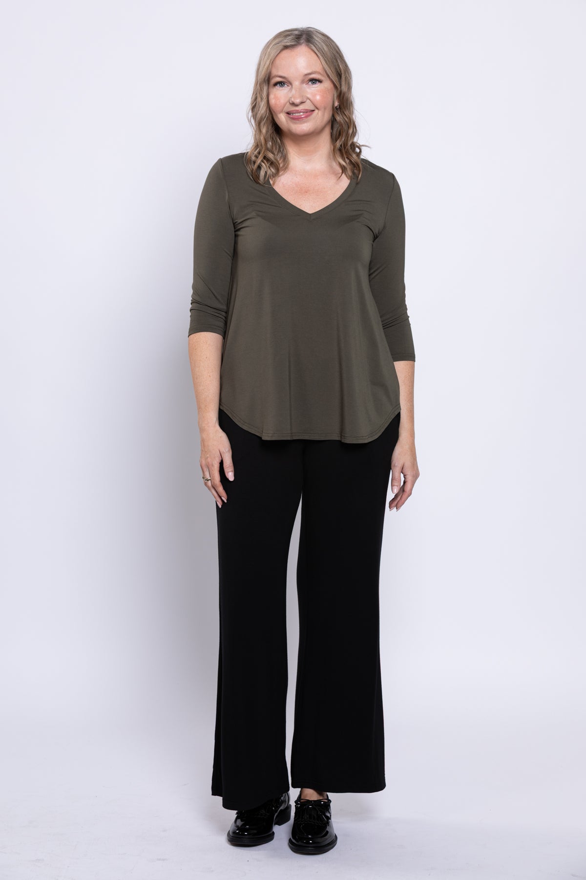 Jackie 3/4 Top, Khaki, Bamboo
