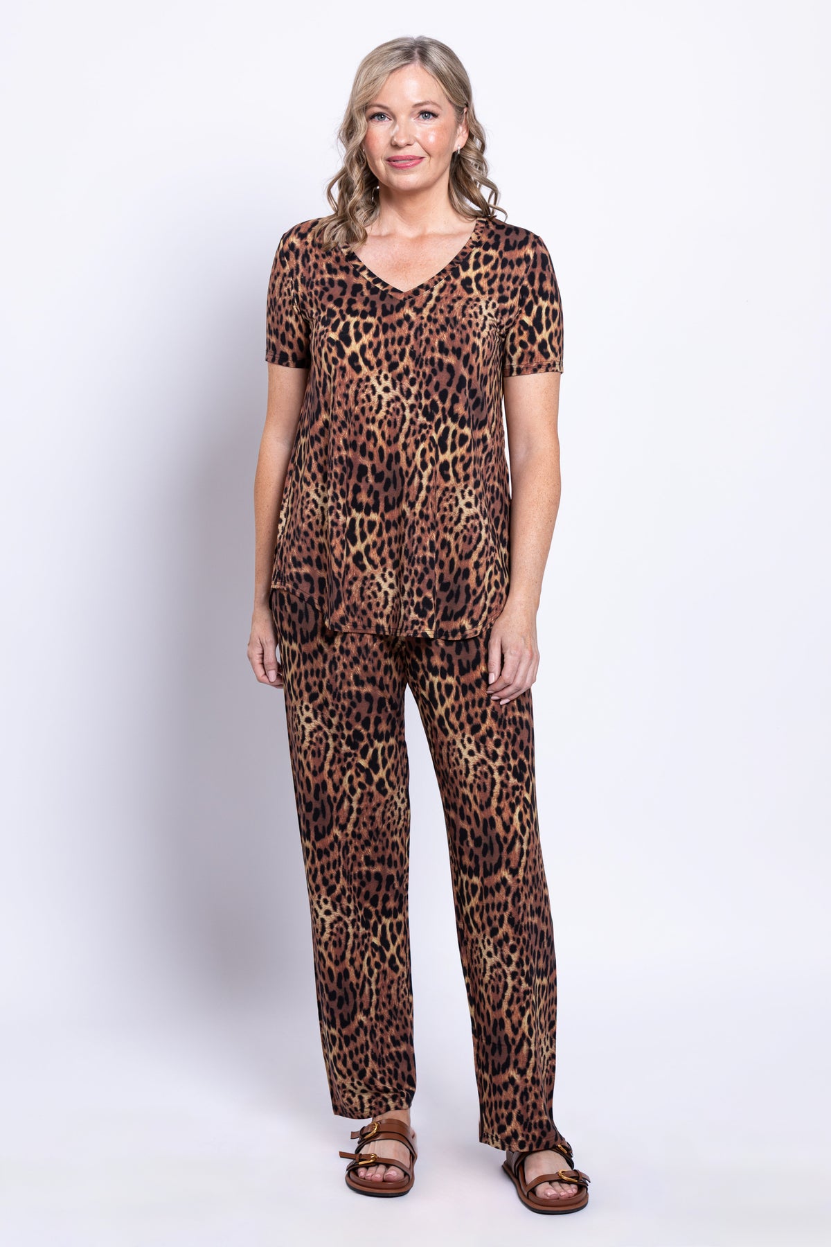 Jackie S/S Top, Chocolate Leopard, Bamboo