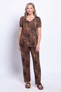 Jackie S/S Top, Chocolate Leopard, Bamboo