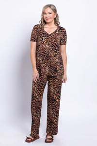 Dream Pant, Chocolate Leopard, Bamboo
