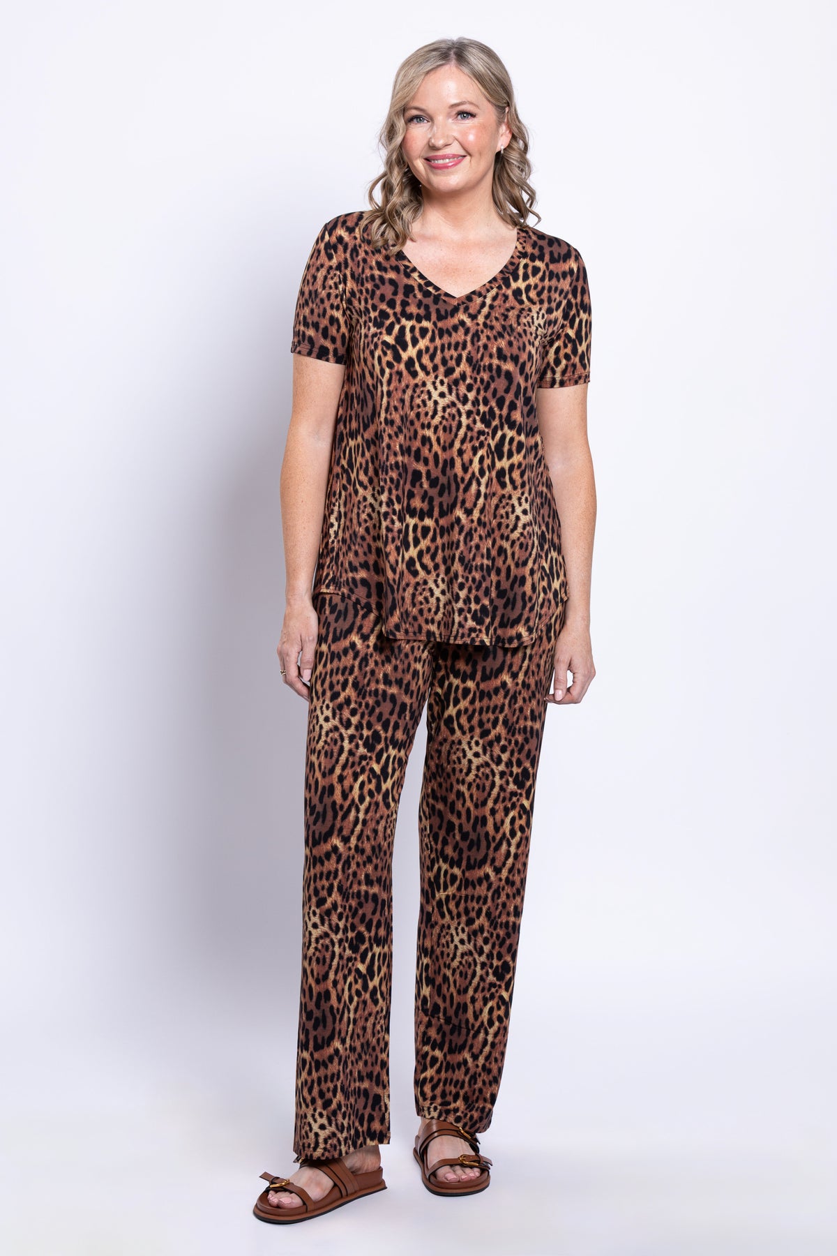 Dream Pant, Chocolate Leopard, Bamboo