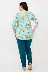 Back view of Jackie V-Neck Bamboo Top Spring Meadow showing fit and length
