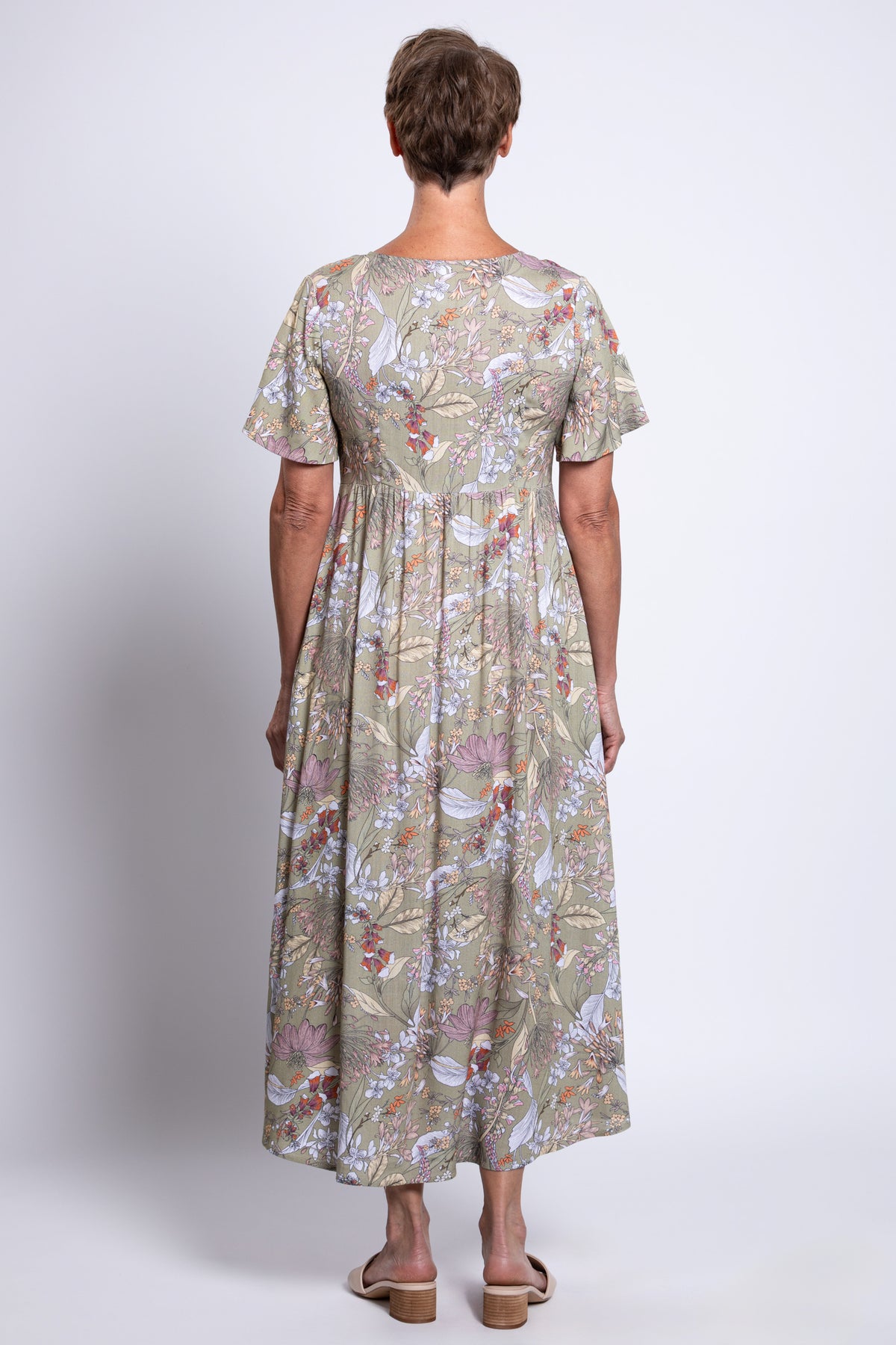 Jane Dress, Khaki Primavera, Linen Bamboo