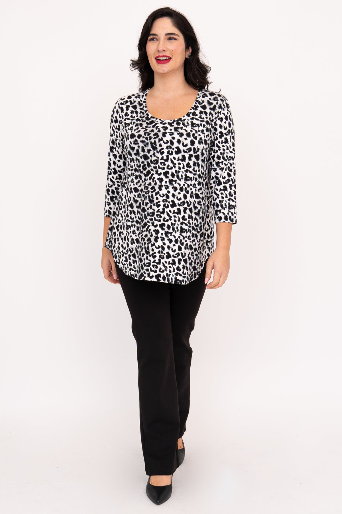 Jazz 3/4 Top, BW Leopard, Bamboo