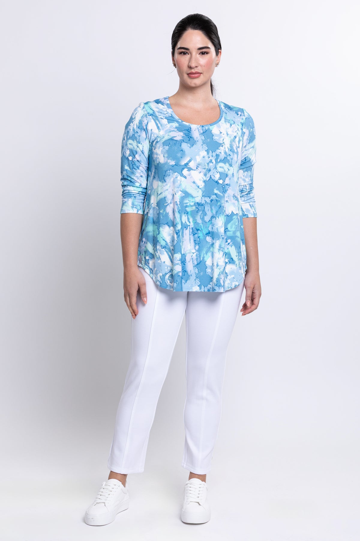 Jazz 3/4 Top, Denim Clouds, Bamboo