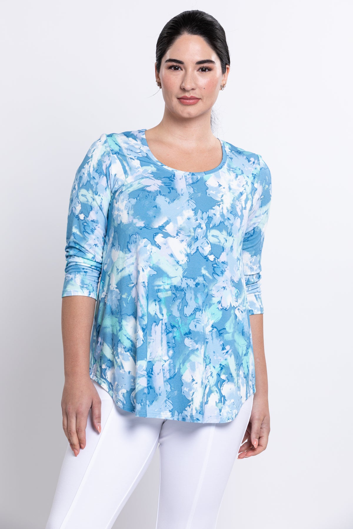 Jazz 3/4 Top, Denim Clouds, Bamboo