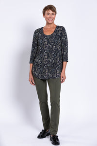 Jazz 3/4 Top, Khaki Herbal, Bamboo