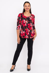 Jazz 3/4 Top, Lipstick Poinsetta, Bamboo