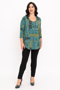 Jazz 3/4 Top, Teal Ways, Bamboo