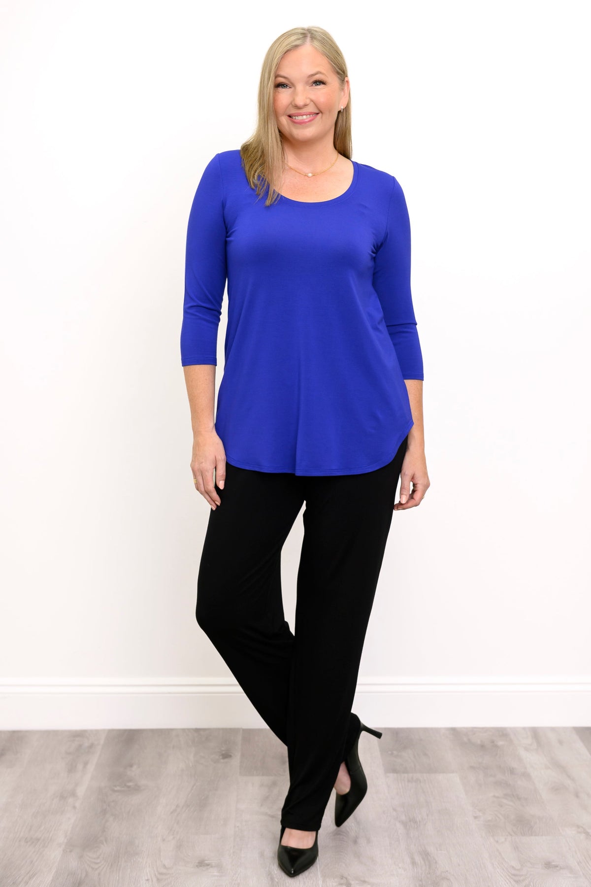Jazz 3/4 Slv Top, Violet, Bamboo