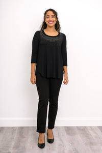 Jazz 3/4 Slv Top, Black Diamond, Bamboo