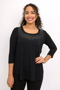 Jazz 3/4 Slv Top, Black Diamond, Bamboo