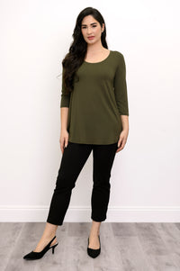 Jazz 3/4 Slv Top, Khaki, Bamboo