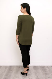 Jazz 3/4 Slv Top, Khaki, Bamboo