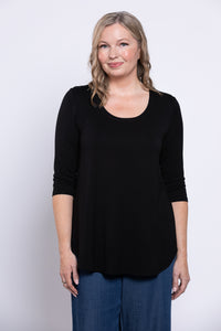 Jazz 3/4 Slv Top, Black, Bamboo
