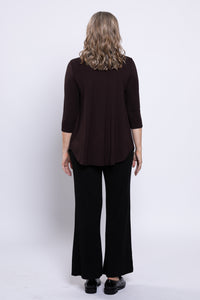 Jazz 3/4 Slv Top, Coffee, Bamboo