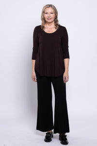 Jazz 3/4 Slv Top, Coffee, Bamboo